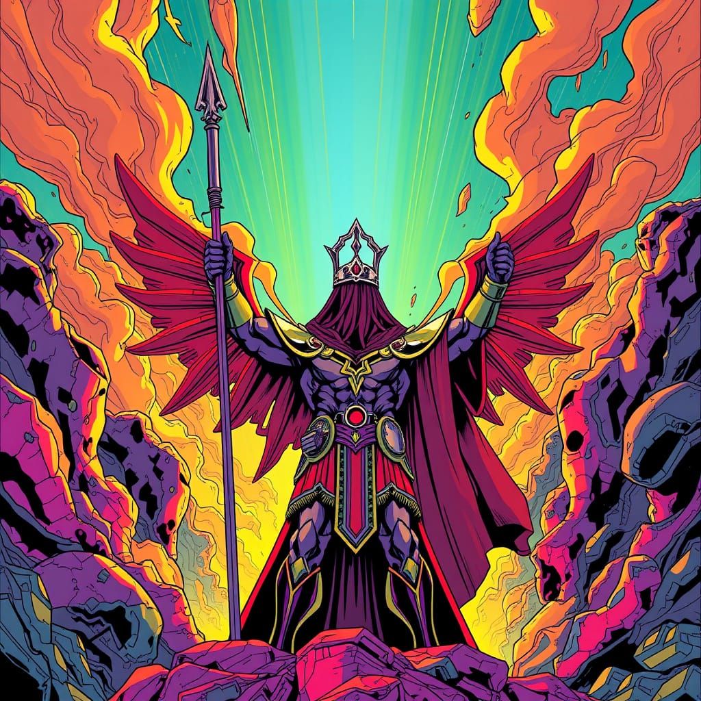 Victorious Figure in Futuristic Painterly Style