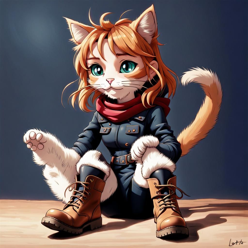 A Cat With Boots Digital Painting