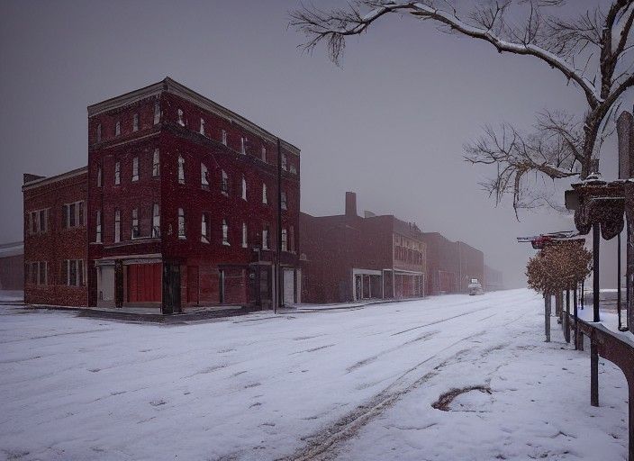Yazoo City Mississippi in snowy blizzard
