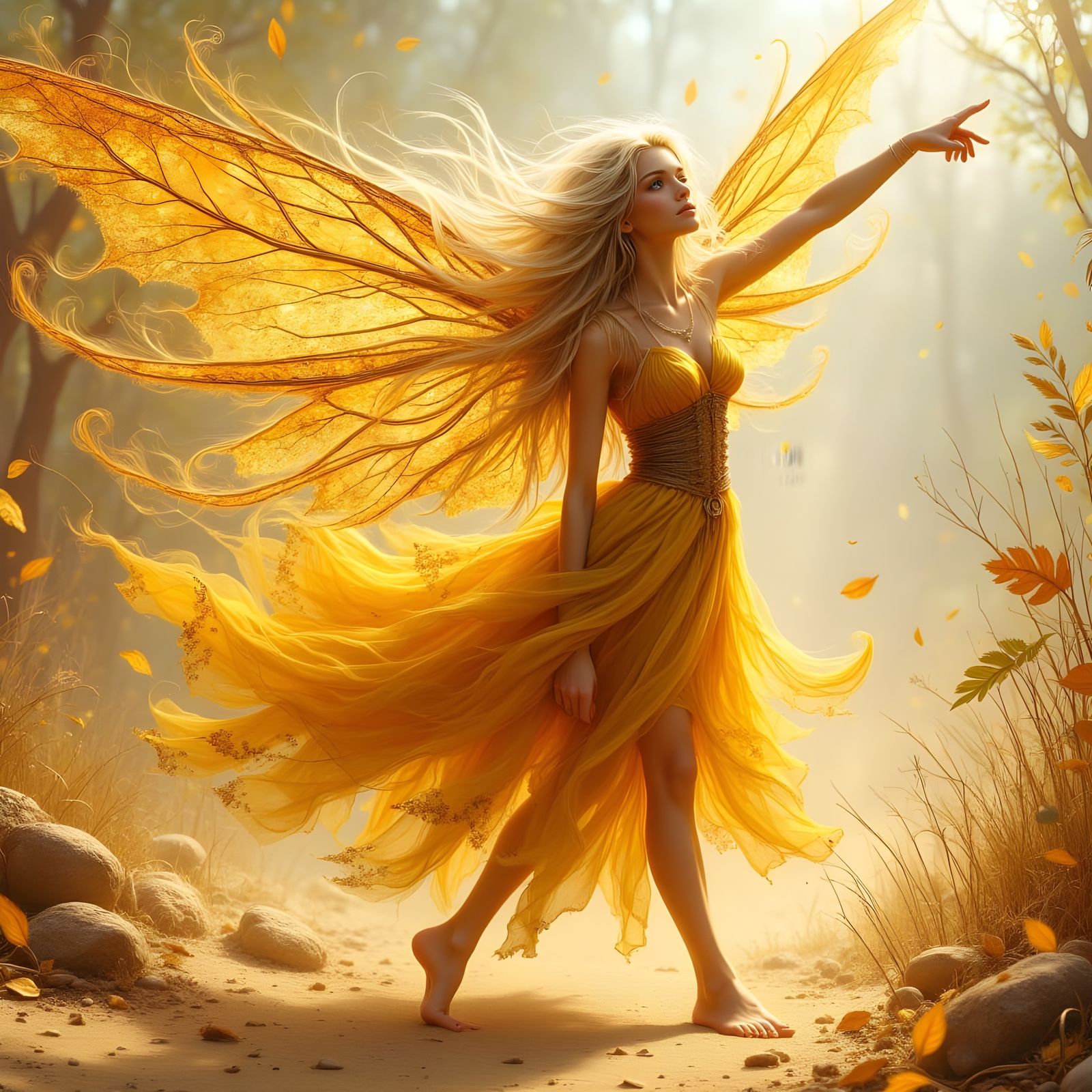 Faerie Directing a Wind Tempest in Digital Art