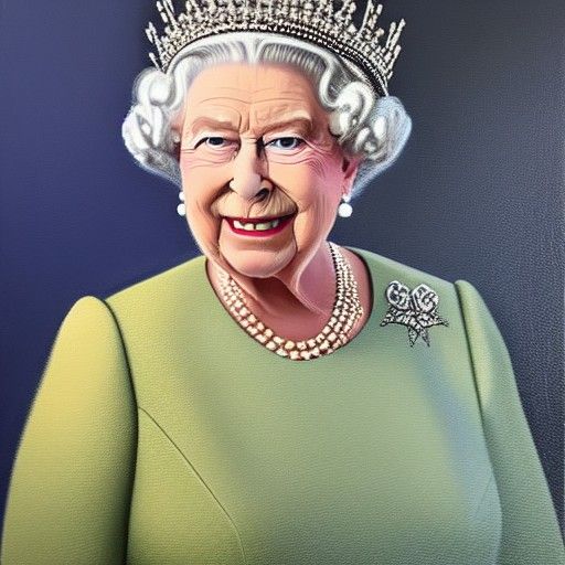 Queen Elizabeth II Portrait in Oil Paint