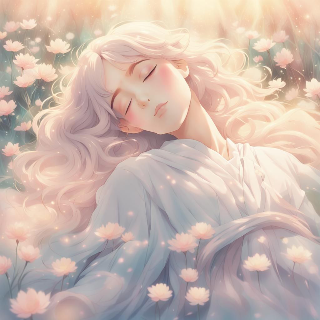 Serene Woman in Anime Key Visual Style