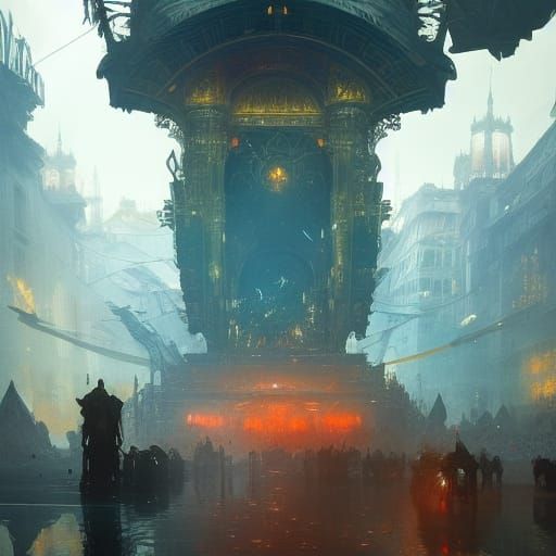 Empires Falling: Detailed Concept Art in Orange and Teal