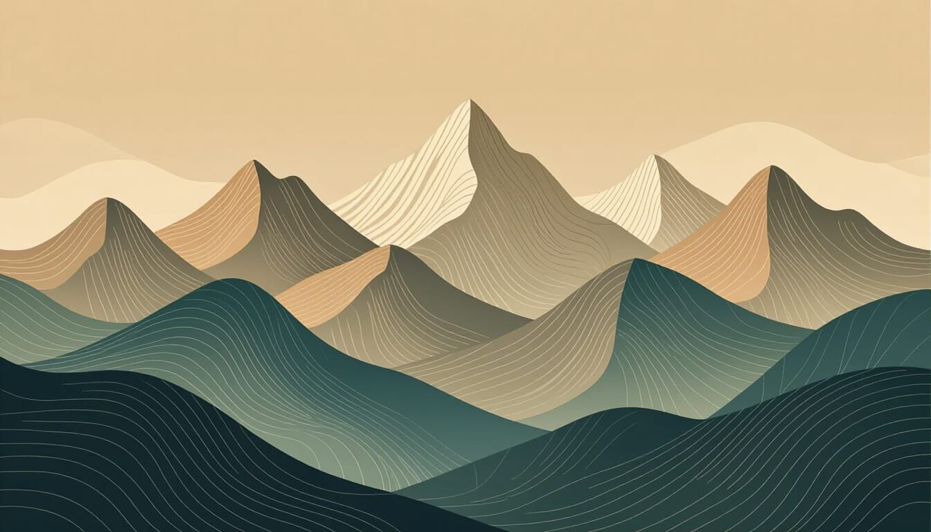 Abstract Mountain Range Design in Vector Style
