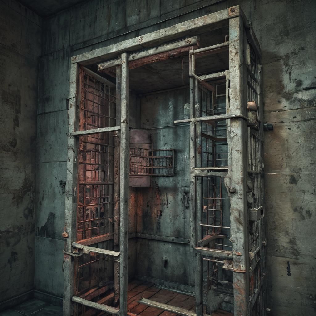 Fluorescent Prison Cell in Hyperrealistic Style