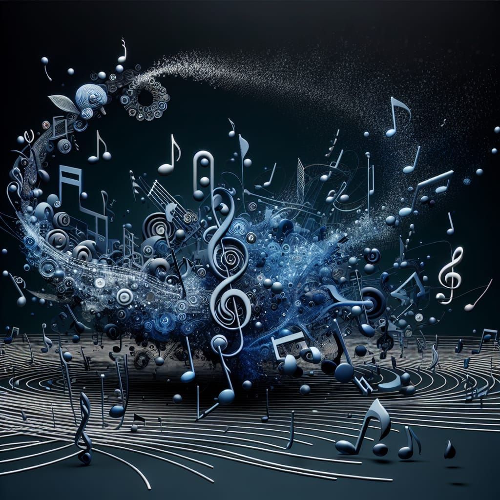 Harmonious Dance of Musical Notes in Vibrant Abstraction