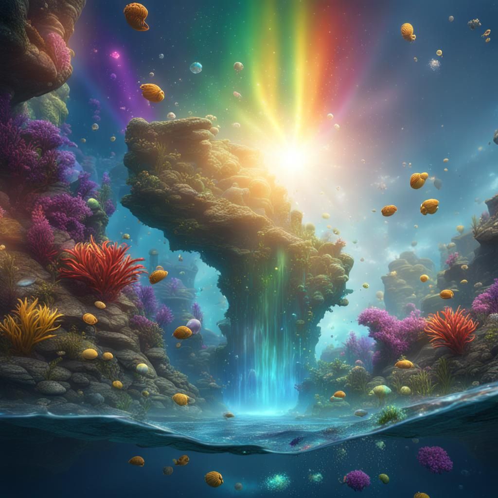 Underwater Rainbow Sparkle: Detailed Fantasy Art