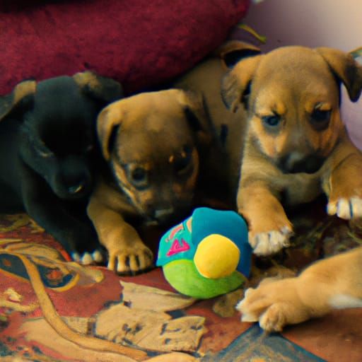 Cute Puppies Playing: Photorealistic National Geographic Sty...