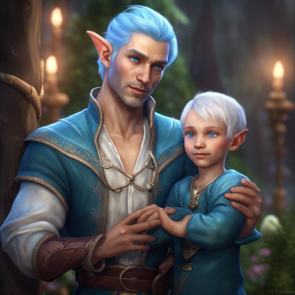 Loving Elf Family Portrait in Ethereal Fantasy Style