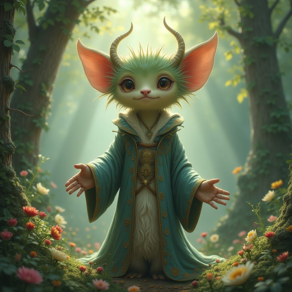 Magical Creature in Ethereal Forest Glow