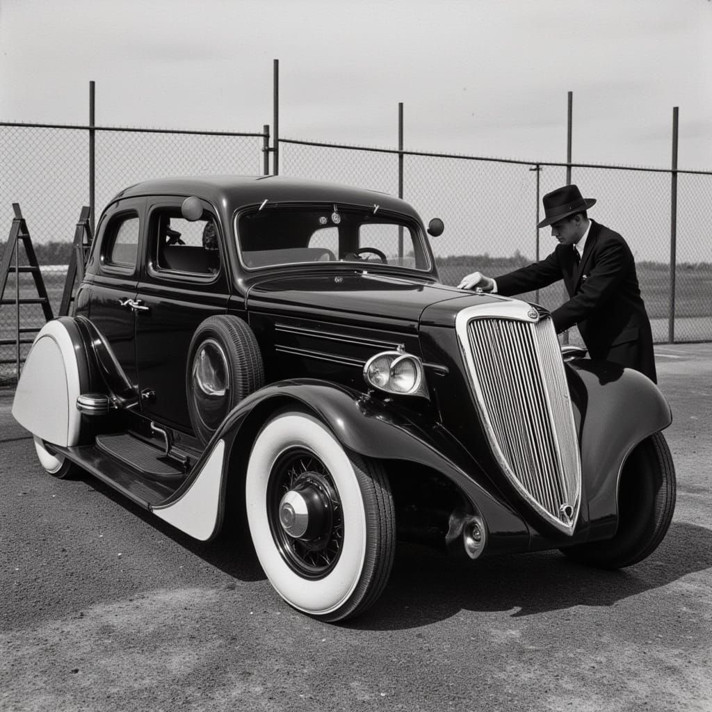 Retro-Futuristic Vehicle in Art Deco Style