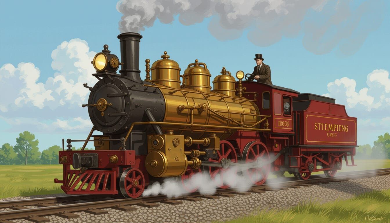 Steampunk Engine Fantasy Novel Book Cover