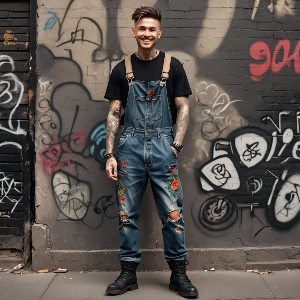 Handsome man wearing overalls