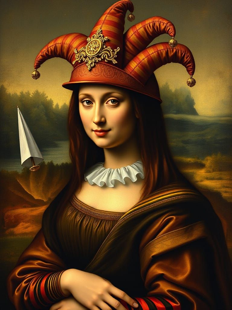 Medieval Jester Portrays the Enigmatic Mona Lisa