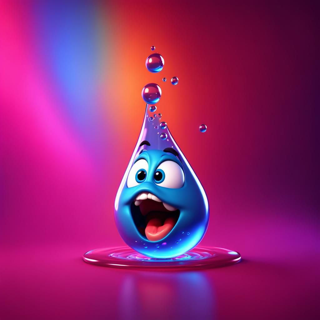 Screaming Fly in Waterdrop: 3D Digital Art