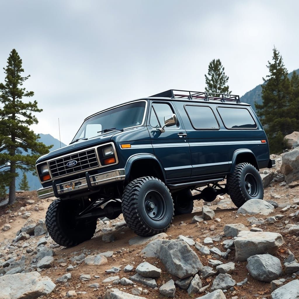 Ford Econoline 4x4 Van Rock Crawling in Gritty Style