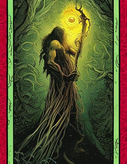 The Hermit Tarot Card: Mystical Horror Art