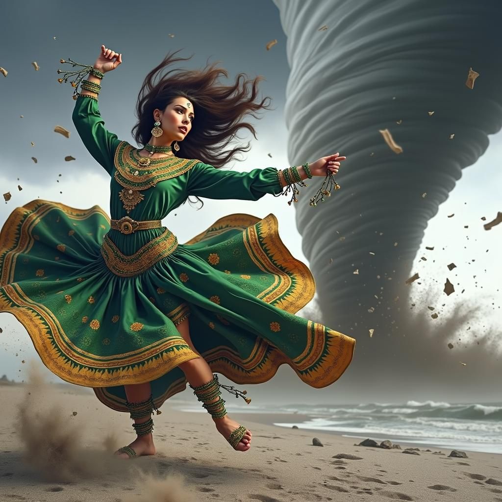 Egyptian Dancer Amidst a Tornado