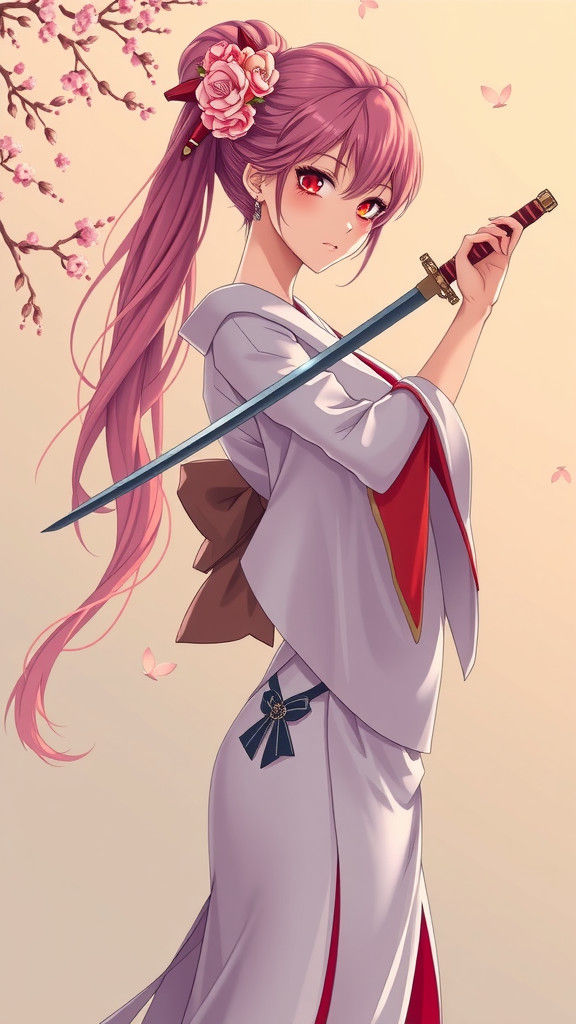 Geisha Draws Samurai Sword in Manga Style