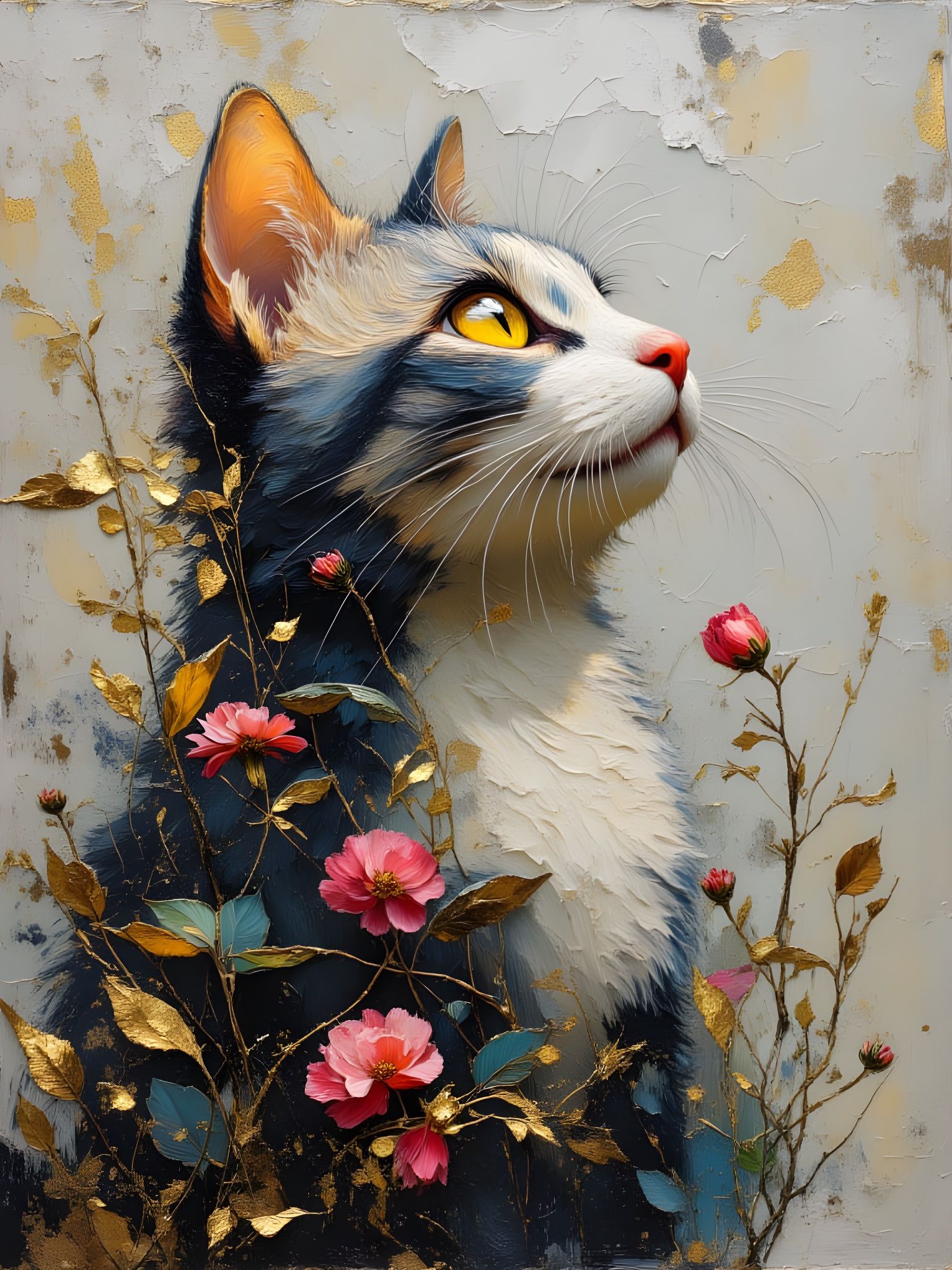 Surreal Impasto Portrait of a Regal Cat