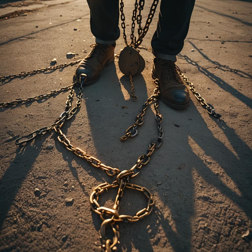 Cinematic Image of a Man Breaking Chains