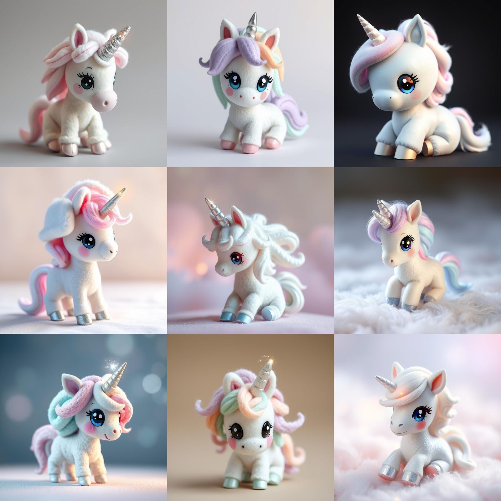 Shimmering Silver Baby Unicorn: 3D Anime Art