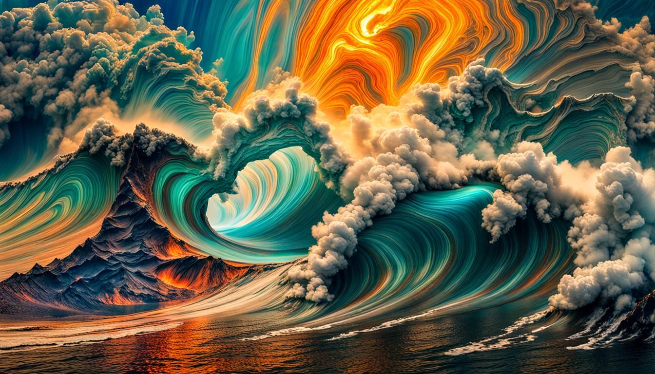 Volcanic Ocean Landscape in False Color Photography