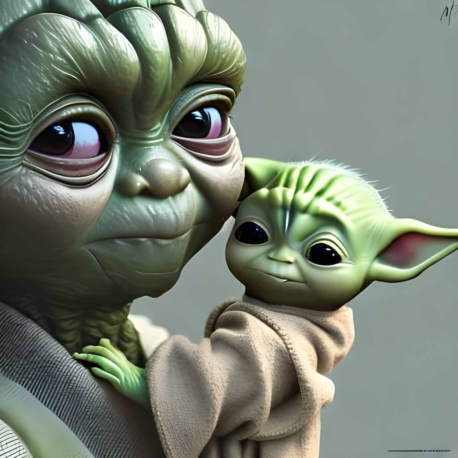 Baby Yoda and Baby Groot Hug: Pixar-Style 3D Art
