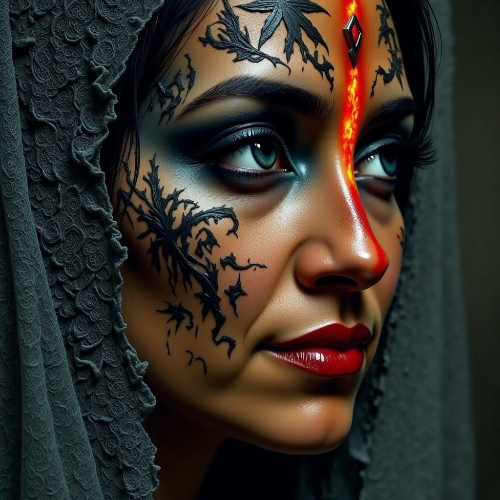 Mysterious Portrait with Intense Eyes