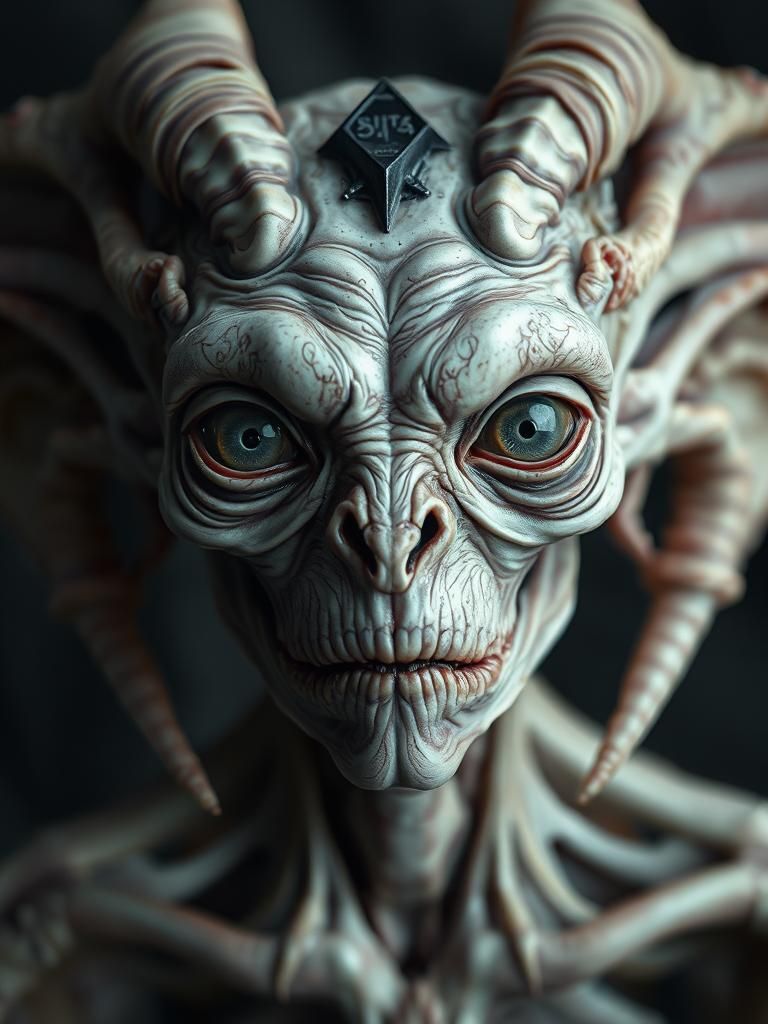 Creepy Albino Alien Vampire in Surrealist Style