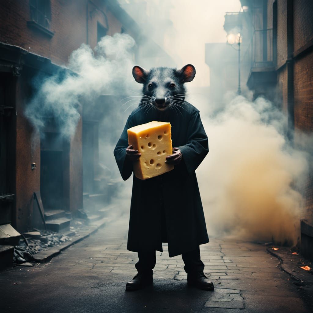 Surreal Wererat Vince McMahon Holding Mysterious Cheese