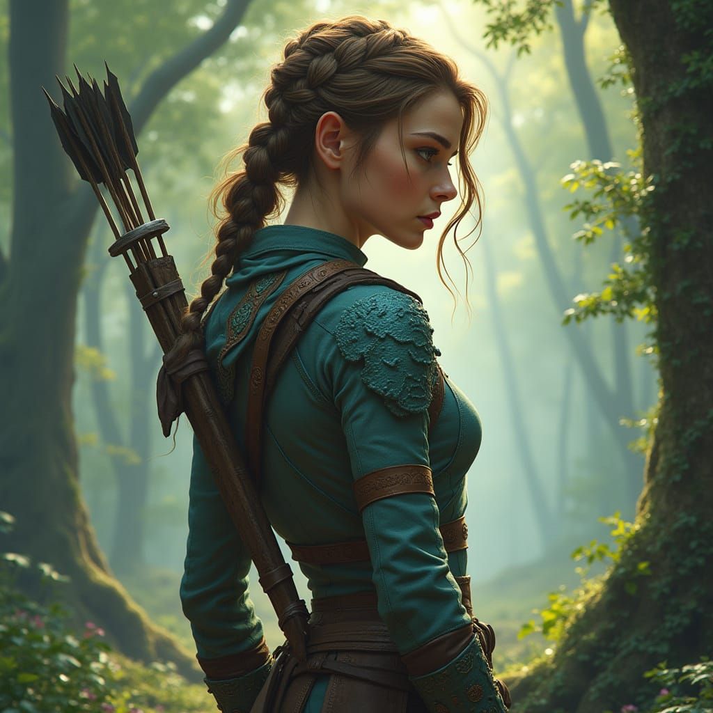 Wood Elf Rogue Emerges from Mysterious Forest Glade