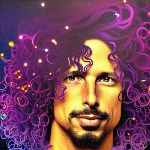Chris Cornell Portrait in Oil with Luminous Sparkles