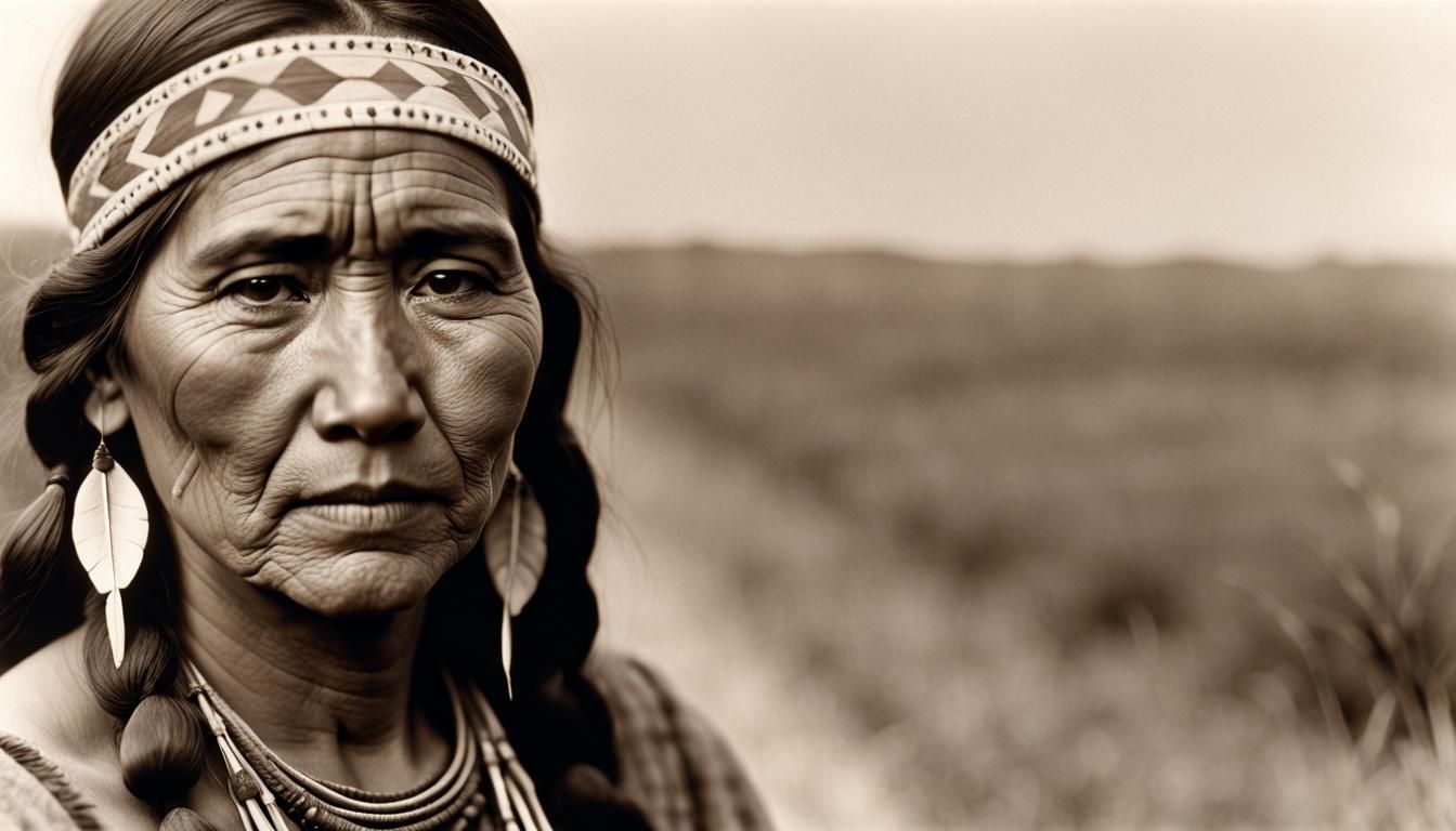 Native American Woman Portrait in Vintage Style