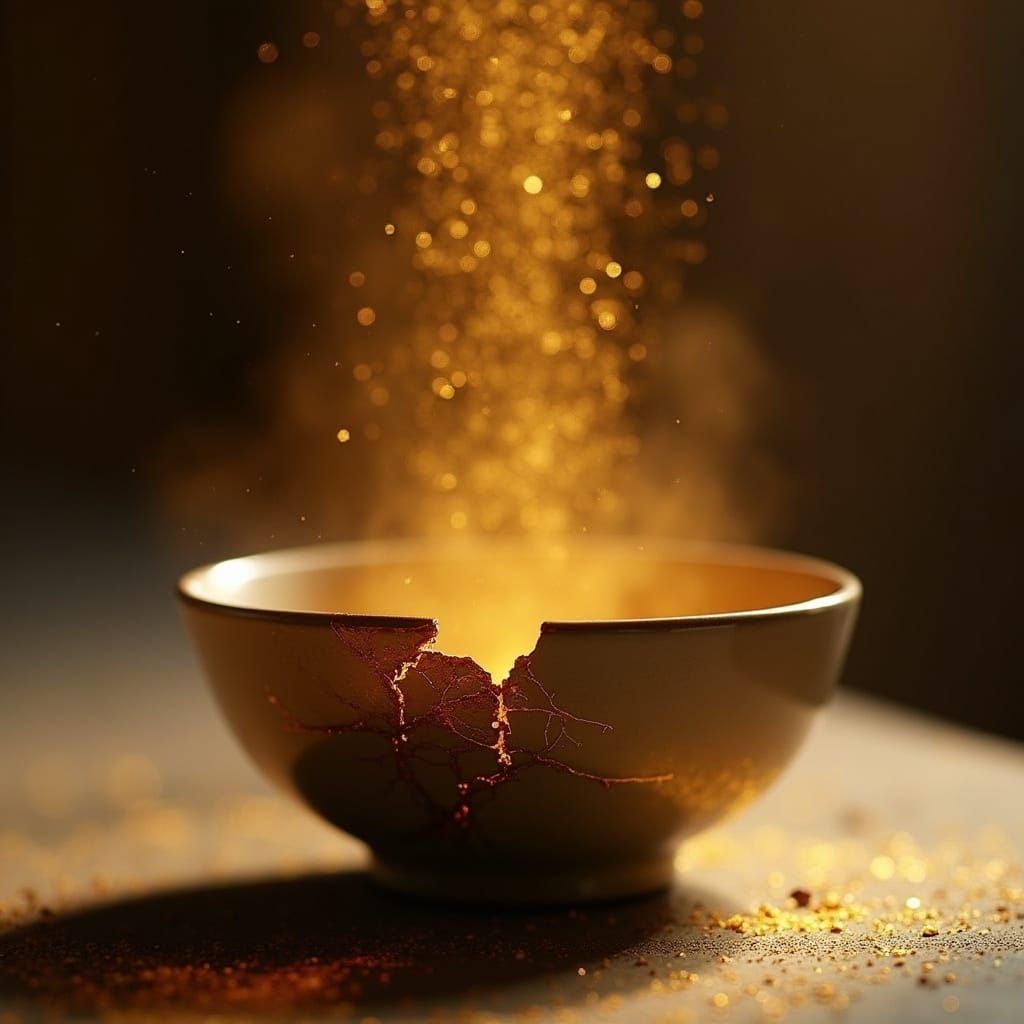 Kintsugi Bowl Glows with Liquid Gold Repair