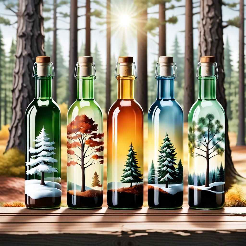 Four Bottles Encapsulating the Seasons