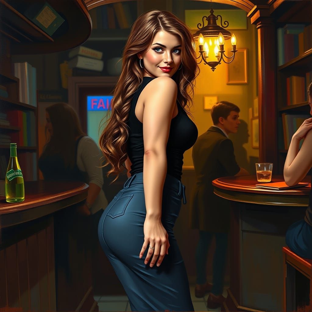 Sultry Nightlife Scene in a Dimly Lit Bar