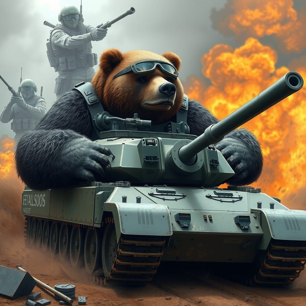 Pilot Commando Bear in Exploding War Zone