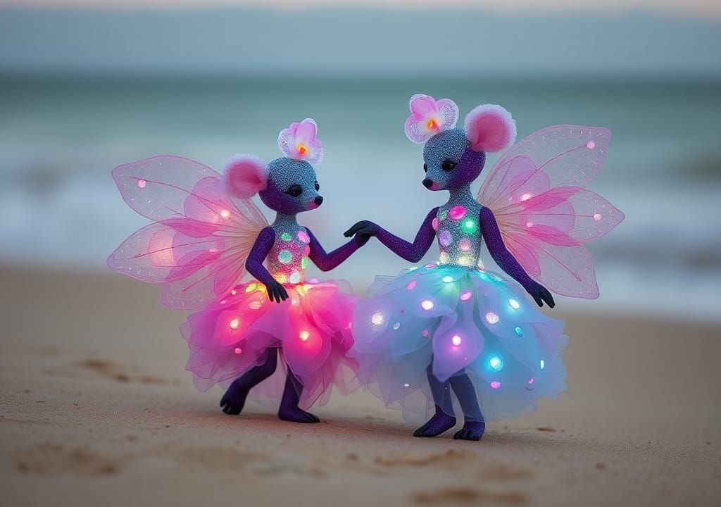 Bear-Orchids in Sea Glass Couture Dance on the Beach