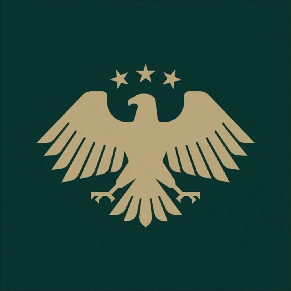 Golden Eagle Heraldic Logo in Flat Vector Style