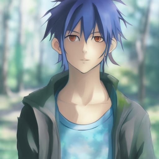 Anime Boy in Post-Apocalyptic City, Watercolor Style