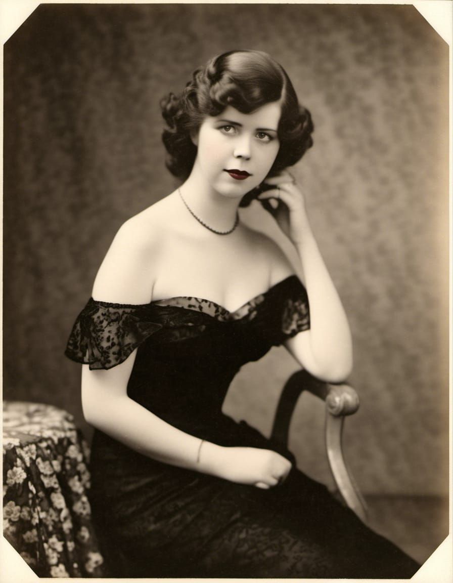 Glamorous Woman in Slinky Dress: A Film Noir Portrait