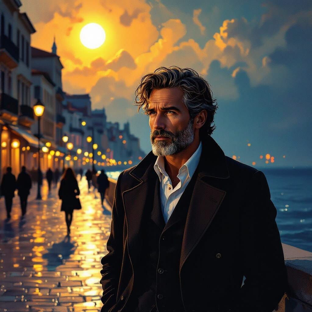 Man Lost in Thought of a Blonde Woman