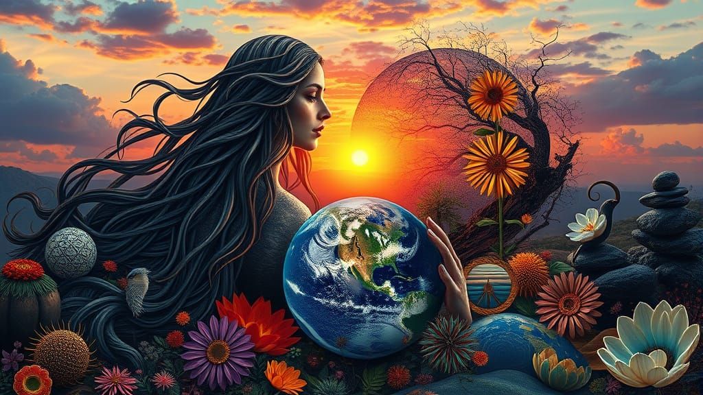 Mother and Father Earth Digital Art in 8K