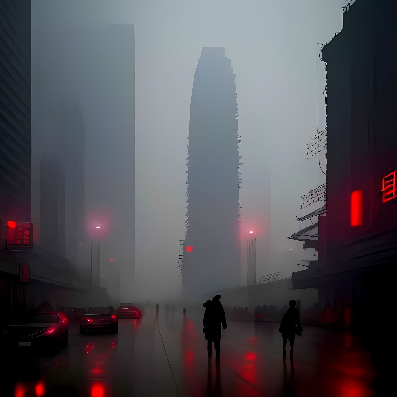 Hyperrealistic Polluted Chinese City at Night