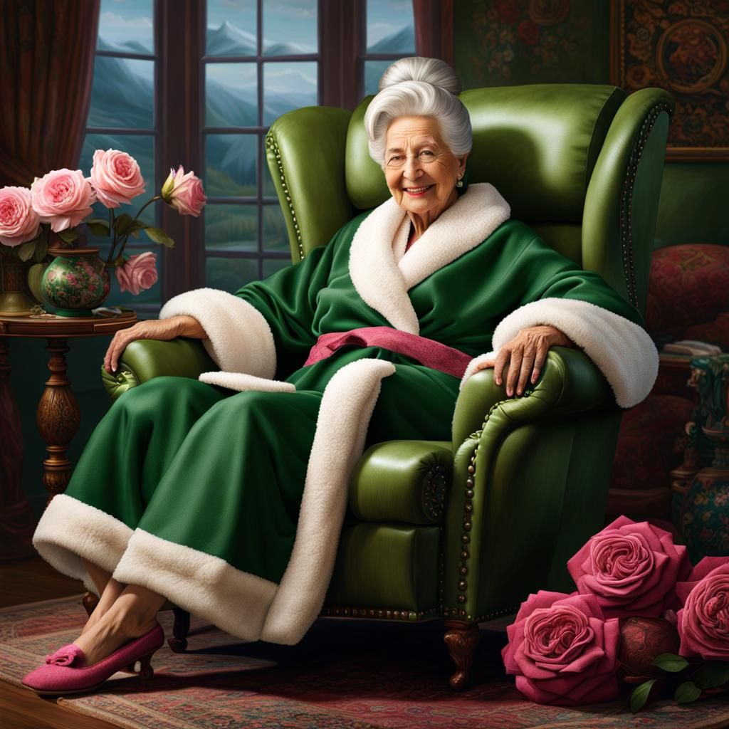 Loving Grandmother in Green Recliner: Matte Painting