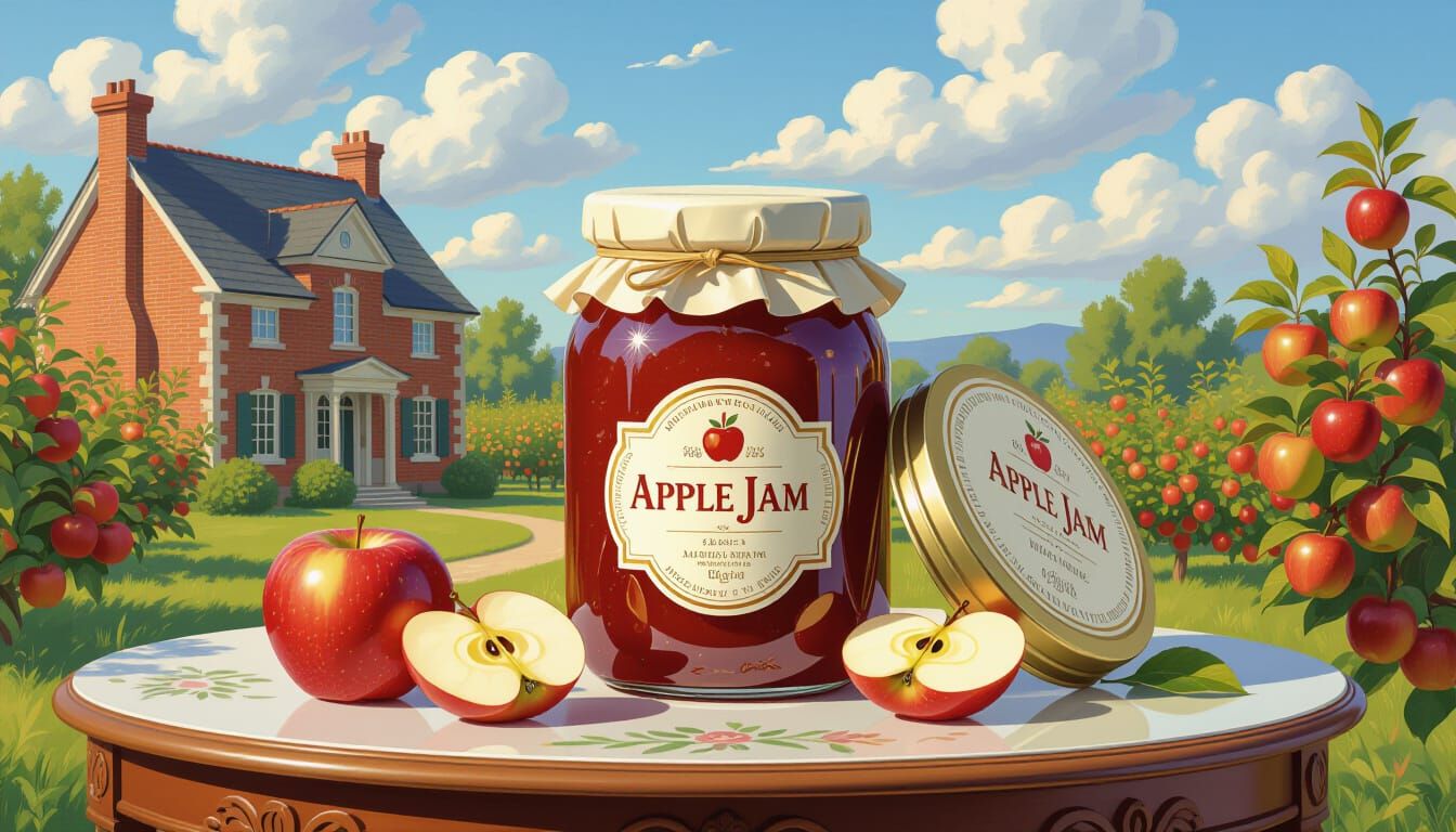 Luxurious Apple Jam Setting in Impressionist Style