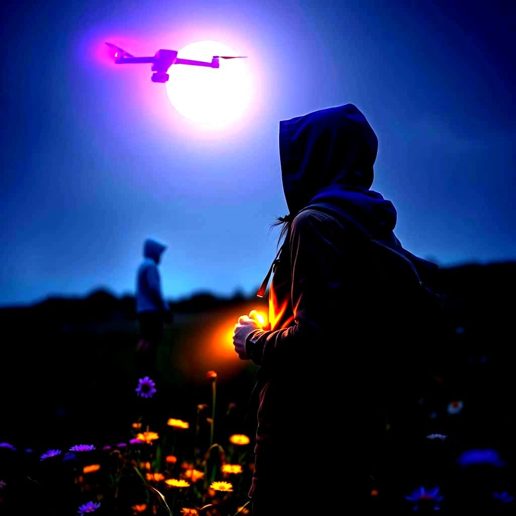 A Mysterious Figure Illuminated Under Full Moonlight