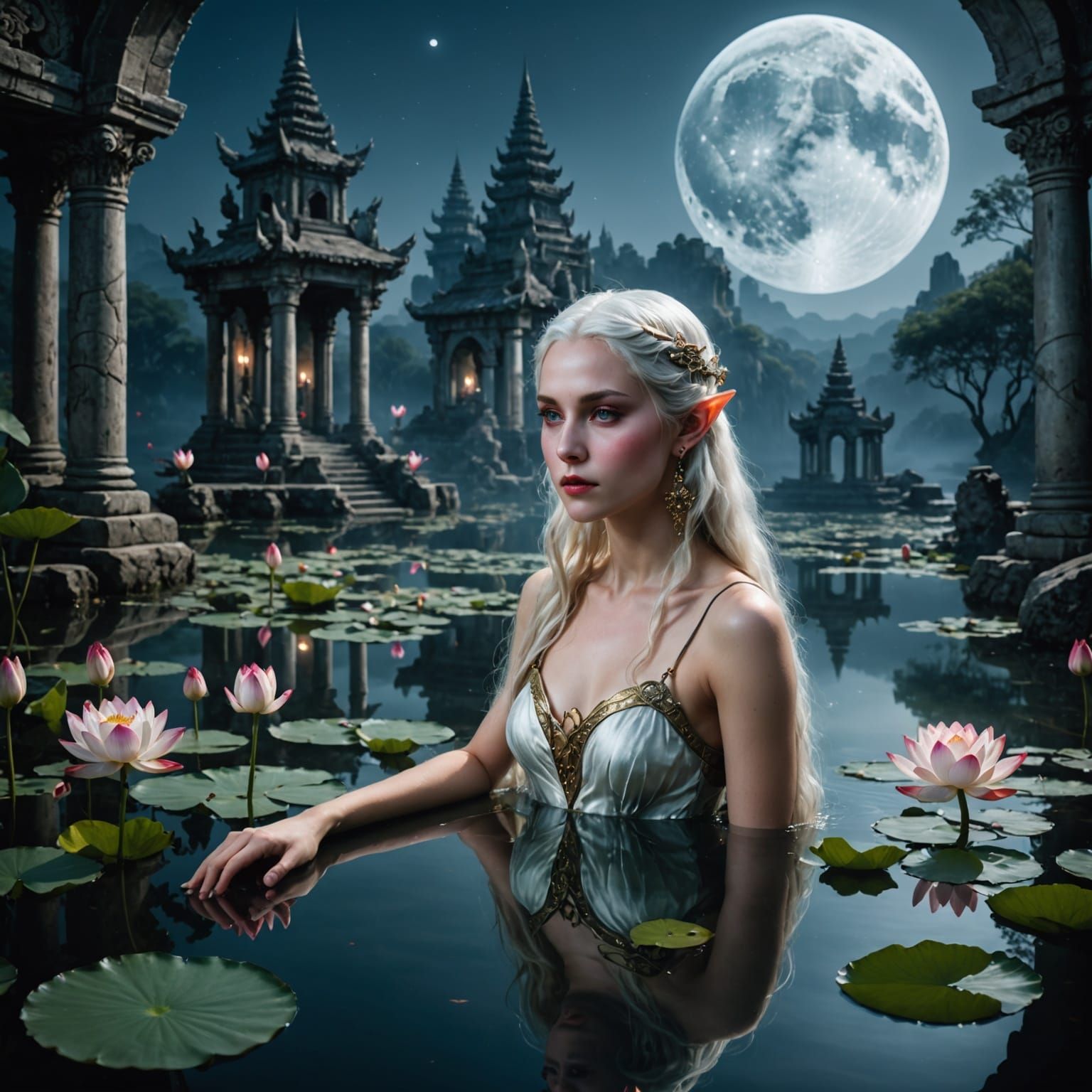 Moonlit Lotus Maiden in Ancient Fairy Kingdom