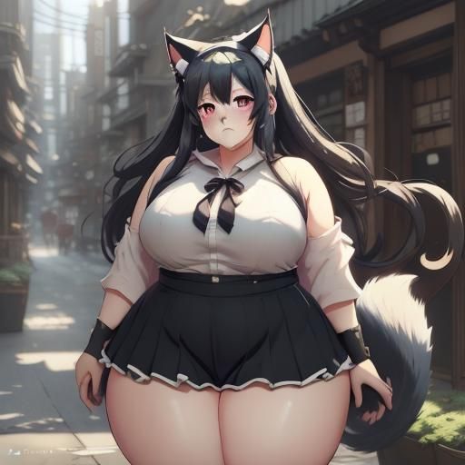 Curvy Anime Girl in Japanese Manga Style
